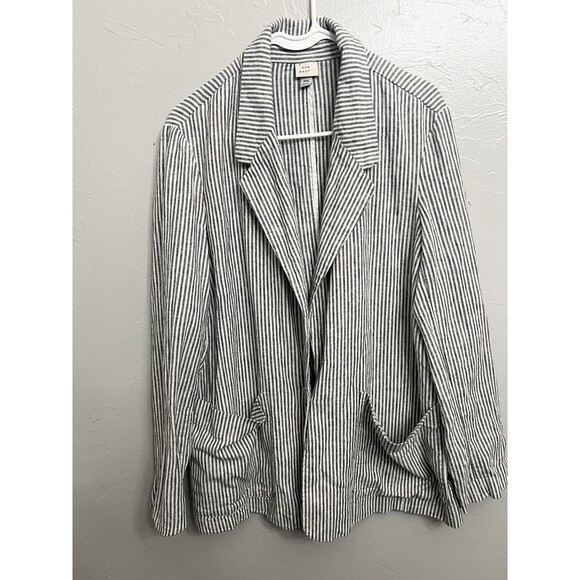 A New Day Set Wide Leg Pants Blazer Jacket Striped Business Wear Linen Blend 2X - Picture 1 of 13